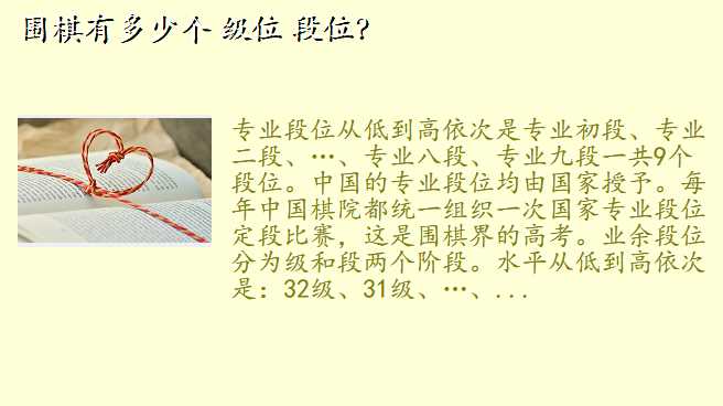 围棋有多少个 级位 段位?