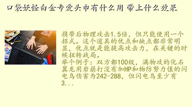 口袋妖怪白金专爱头巾有什么用 带上什么效果