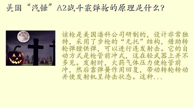 美国“汽锤”A2战斗霰弹枪的原理是什么?